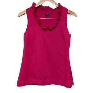 Ann Taylor Ruffle Neckline Pink Sleeveless Top Size XS